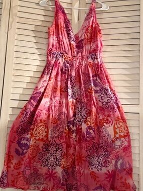 Jane Ashley Pink and Purple Floral Scarf dress one size fits most